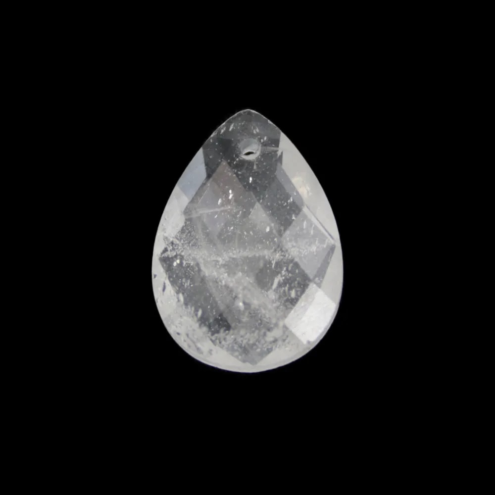 Pingente de cristal de rocha em forma de gota facetada 13x18mm x 1 peça