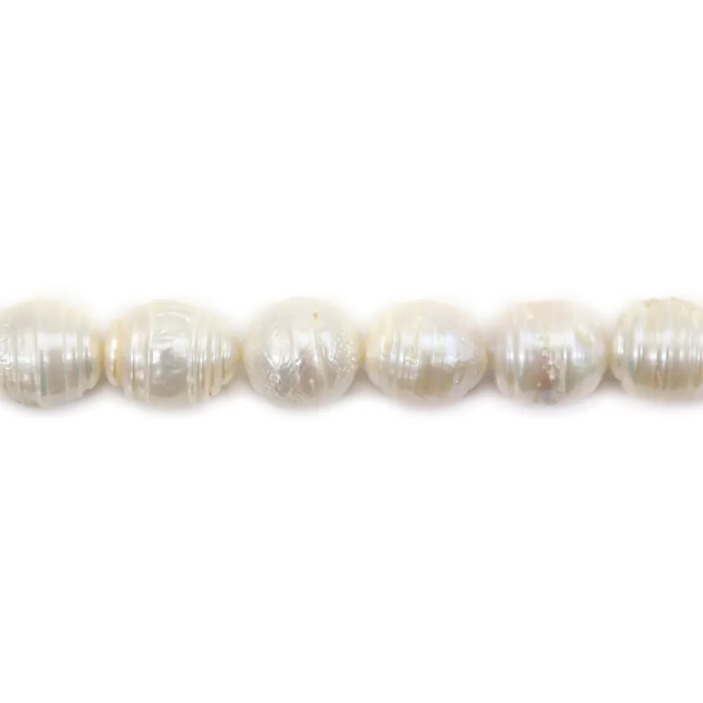 Pérolas de água doce cultivadas, salmão, redondas planas, 15mm x 40cm
