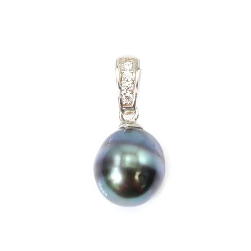Colgante de Perlas de Tahití con argolla de Plata 925 10.5x13mm x 1 ud.