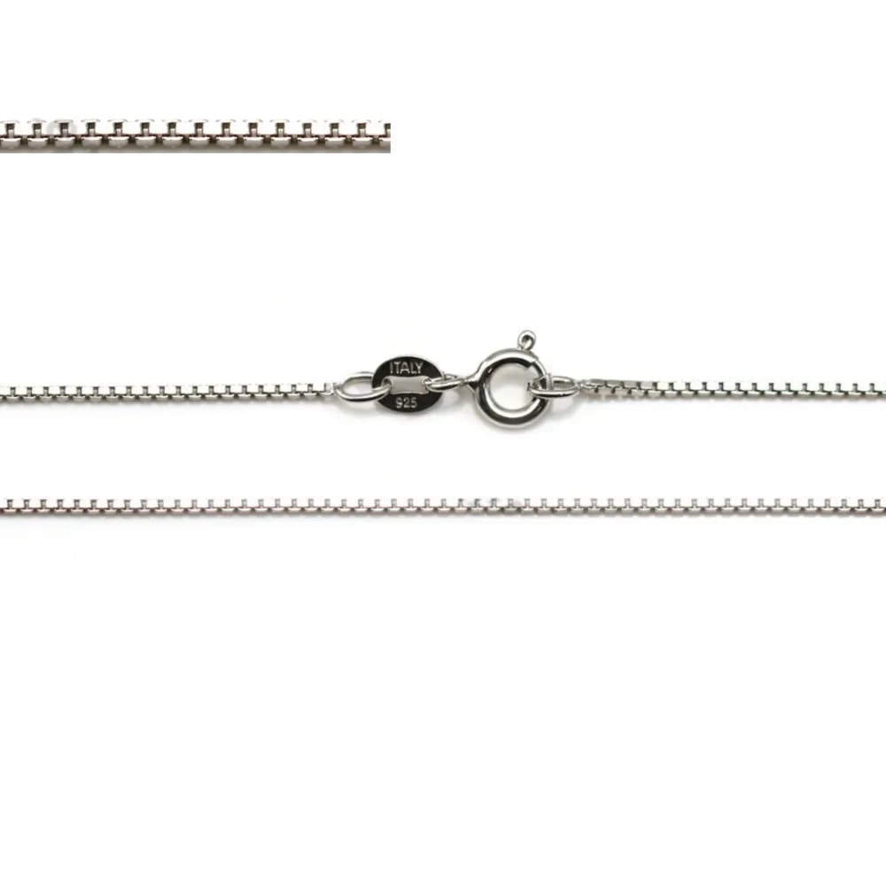 Catena a maglia quadrata 0.7mm in Argento 925 rodio x 45cm