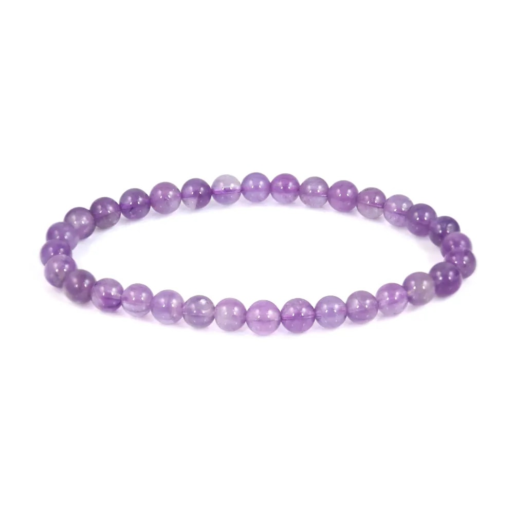 Bracelet Améthyste rond 6mm - Elastique x 1pc
