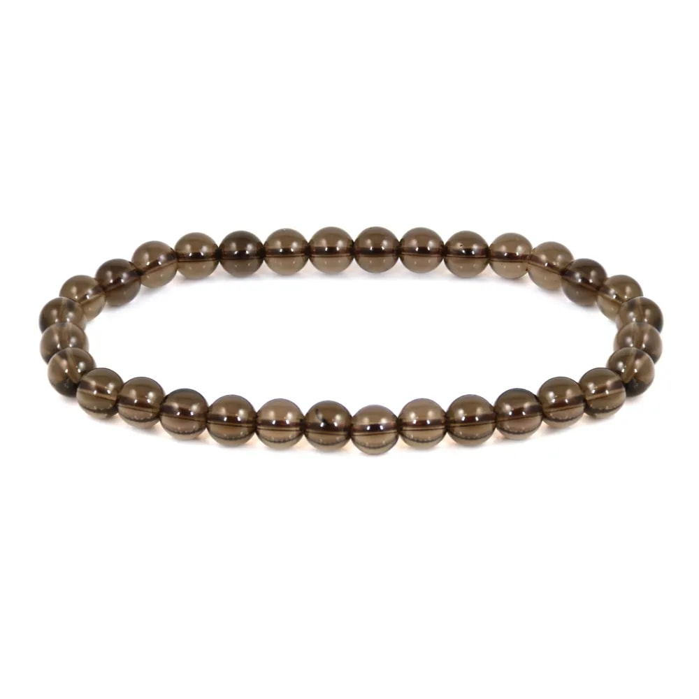 Pulsera de cuarzo ahumado redonda de 6 mm - Elástico x 1 ud.