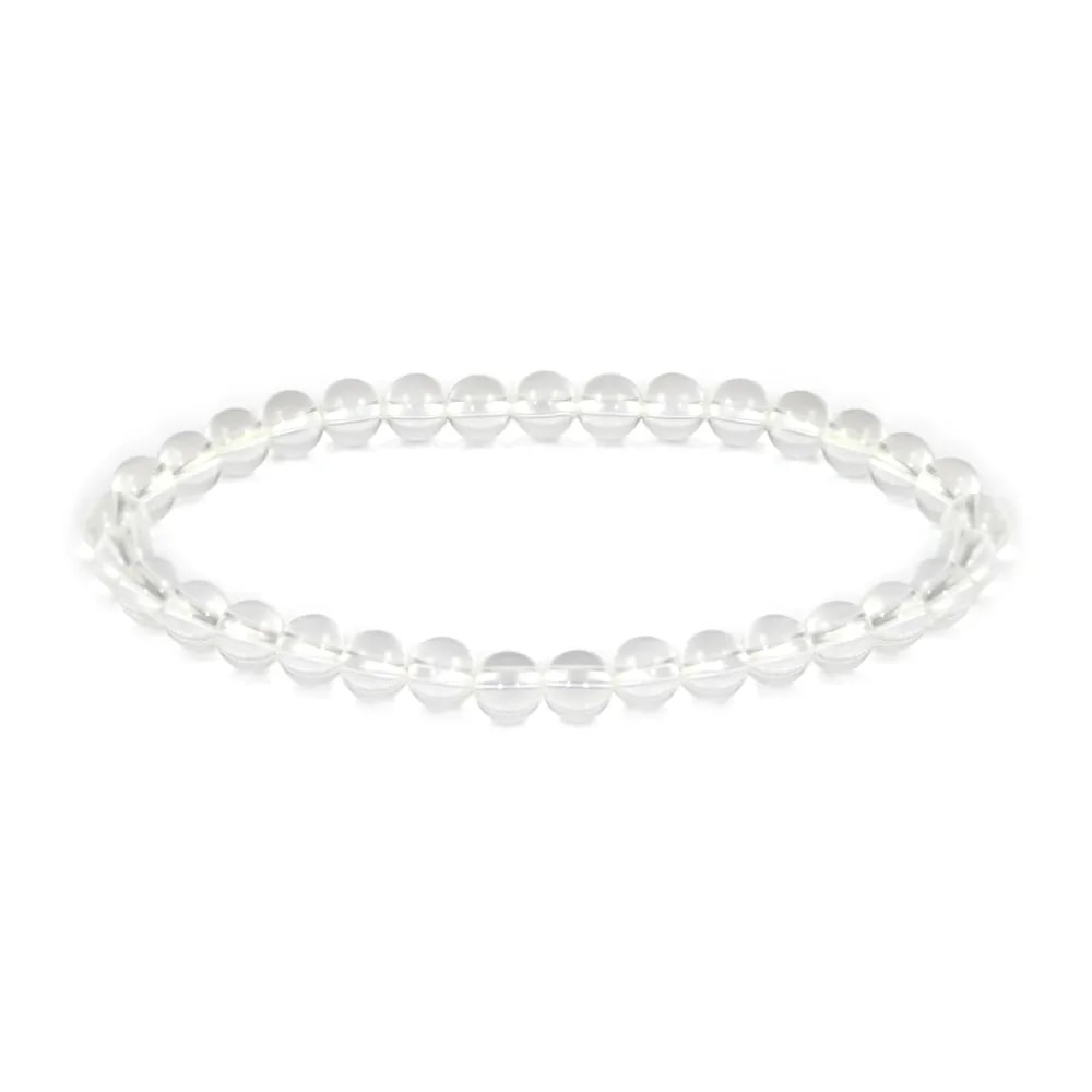 Pulsera de cristal de roca redondo 6mm - Elástico x 1ud.