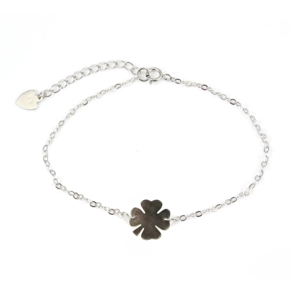 Bracelet argent 925 nacre blanc fleur de 4 herbres