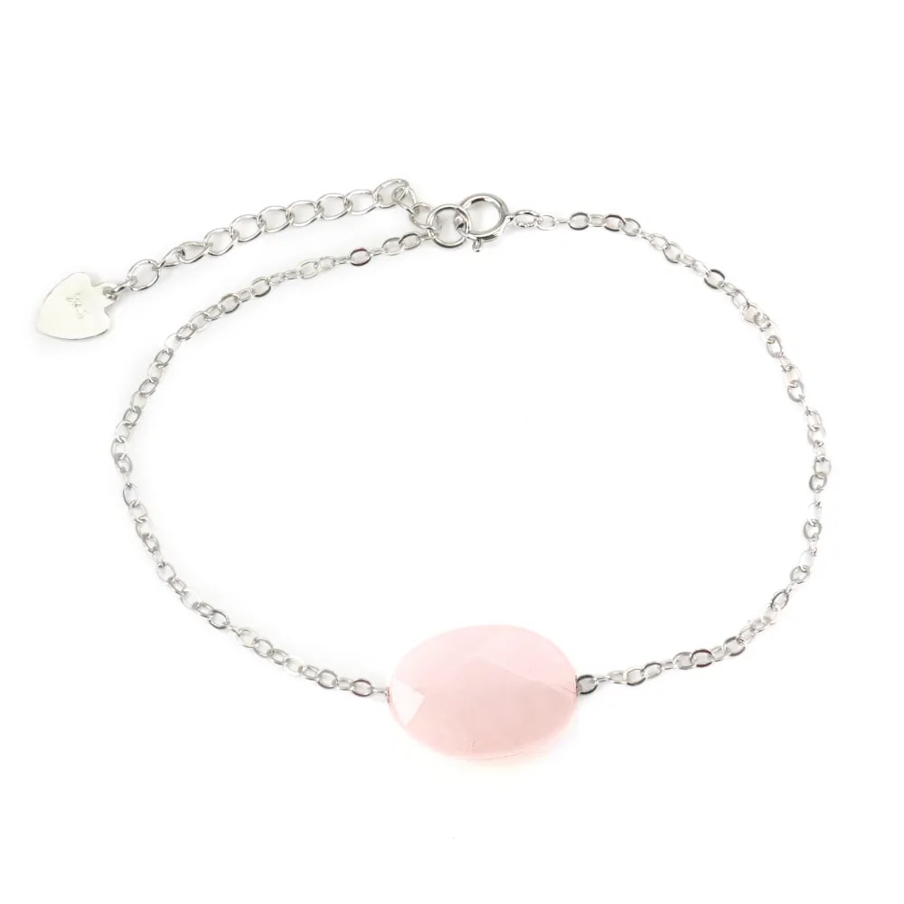 925 silver chain bracelet with rose quartz