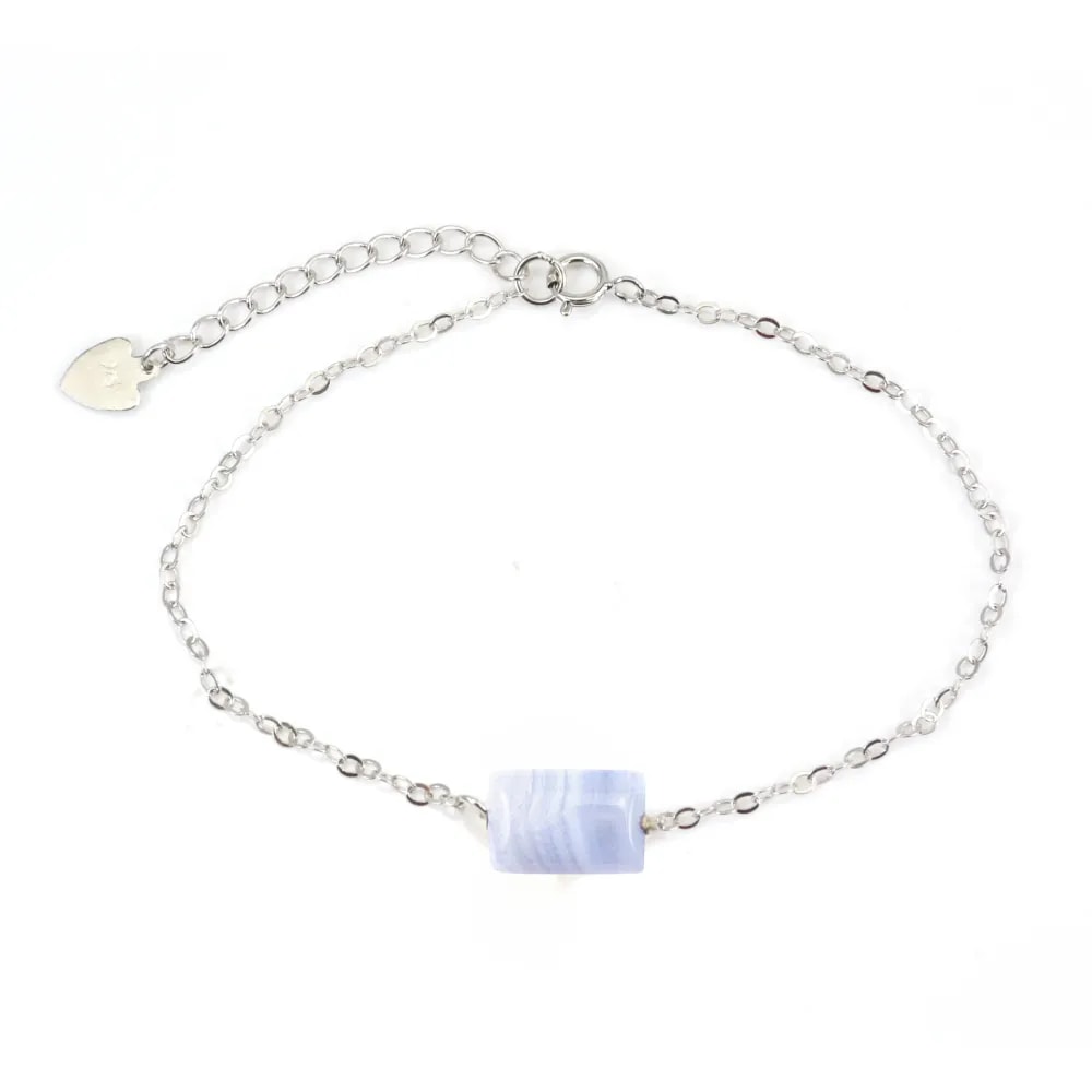 Pulseira em Prata 925 com calcedônia retangular