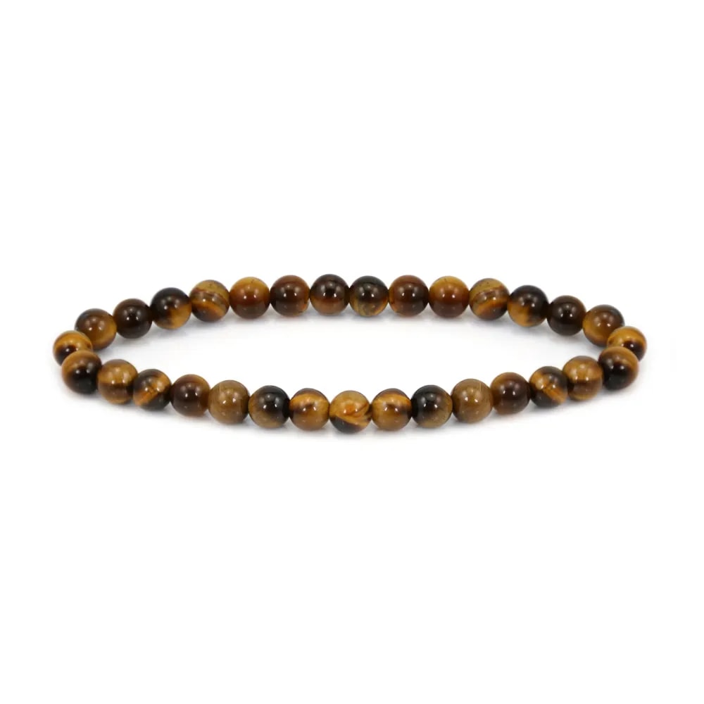 Pulsera Ojo de Tigre redonda 6mm - Elástica x 1ud