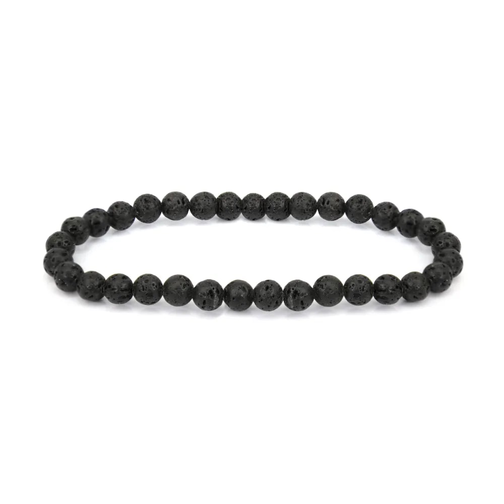 Bracelet Pierre de Lave rond 6mm - Elastique x 1pc
