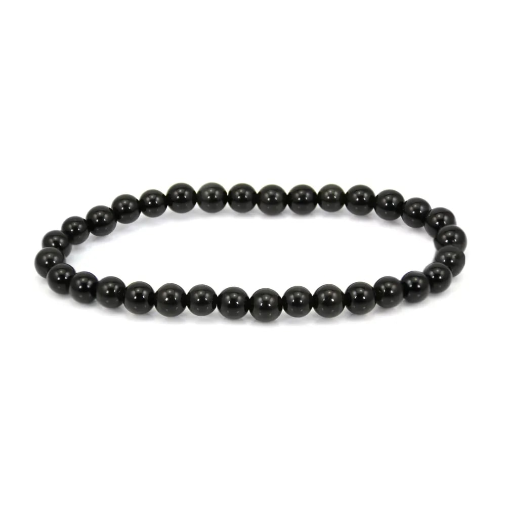 Bracelet Obsidienne rond 6mm - Elastique x 1pc