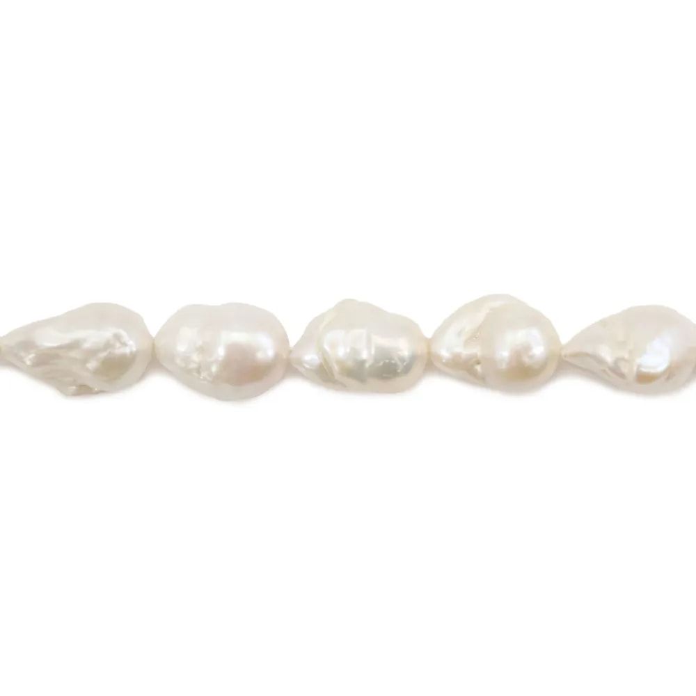 Perle di acqua dolce, bianca, barocca, 13-14mm x 40cm