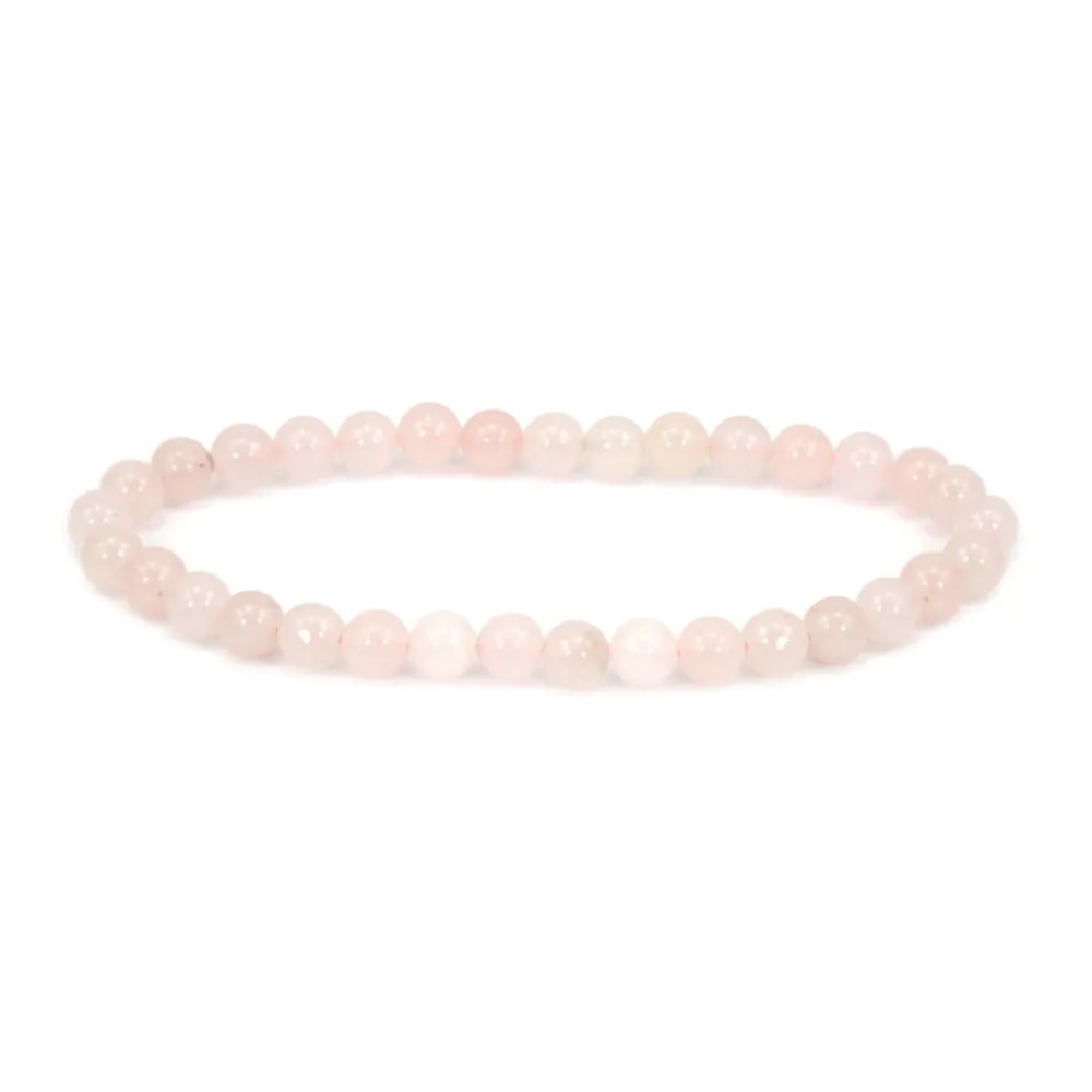 Bracelet Quartz rose rond 6mm - Elastique x 1pc