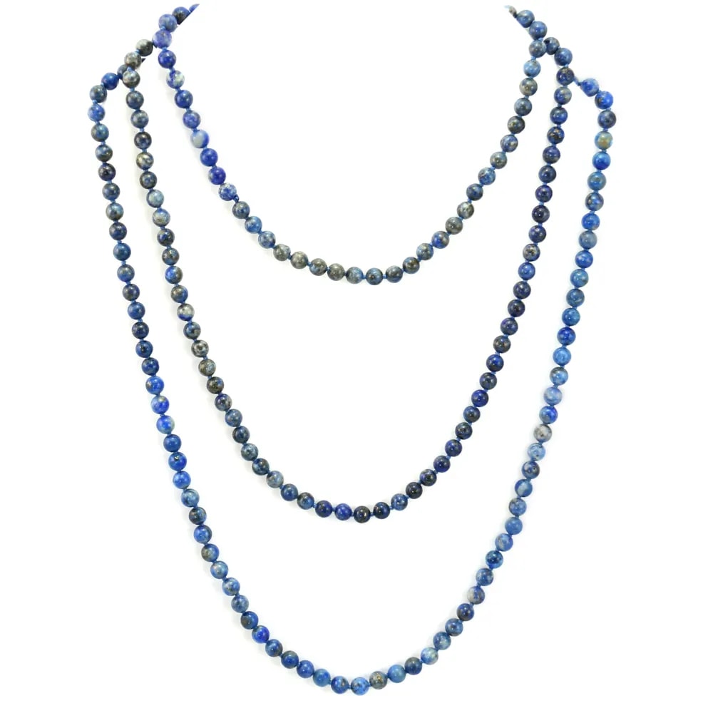 Lapis lazuli long necklace 6mm round 150cm