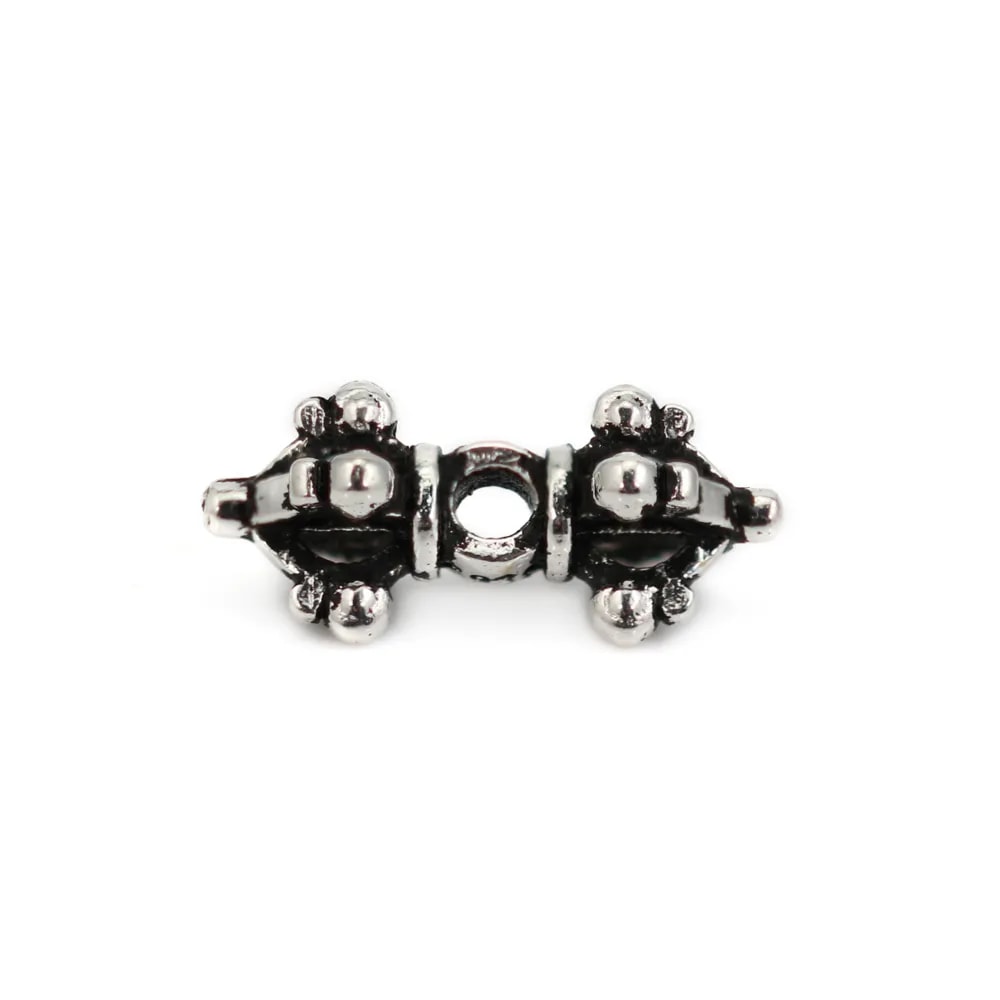 Pearl ethnic spacer 7x15mm - Nielloed 925 Silver x 1pc