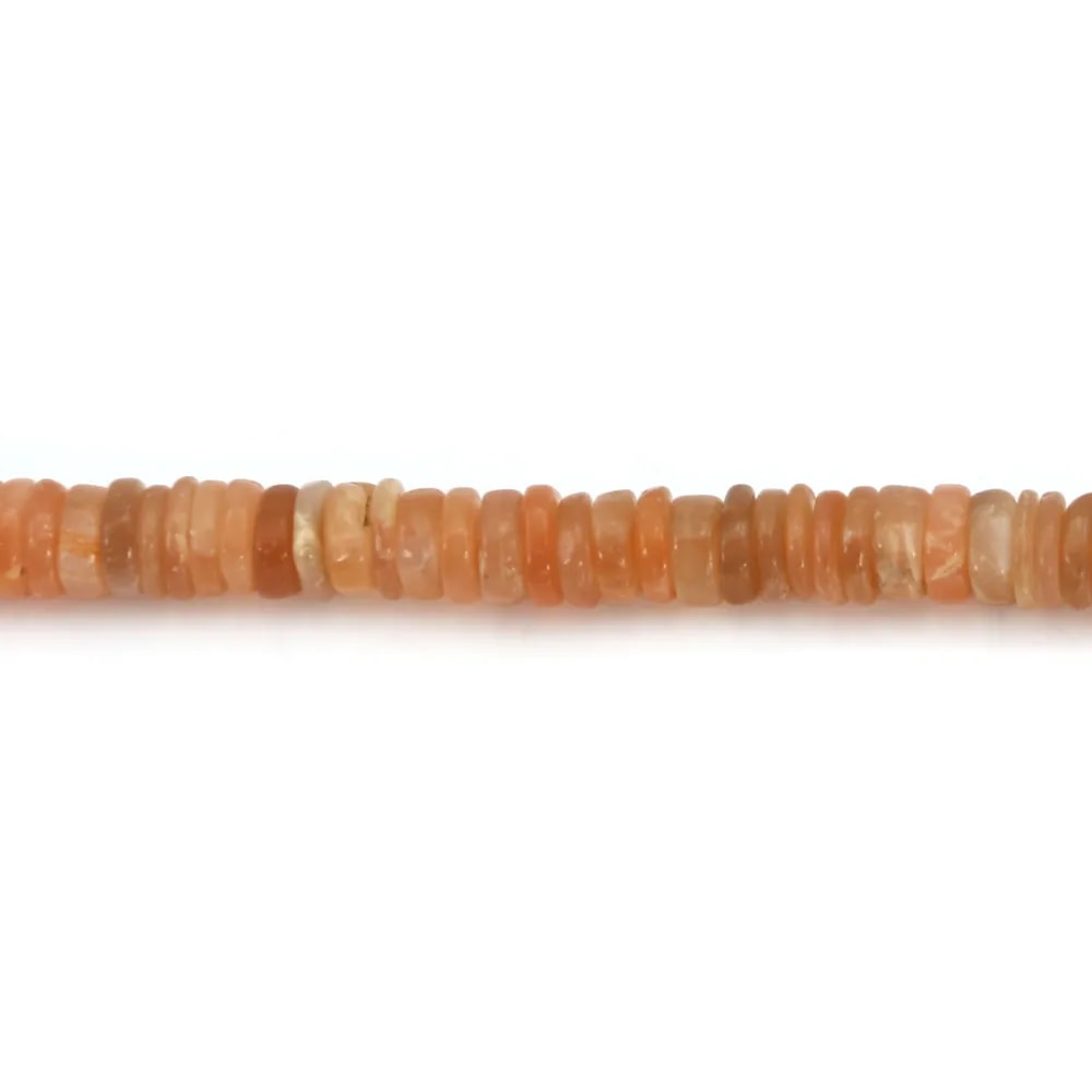Heishi redondo de piedra lunar naranja 6-7mm x 41cm