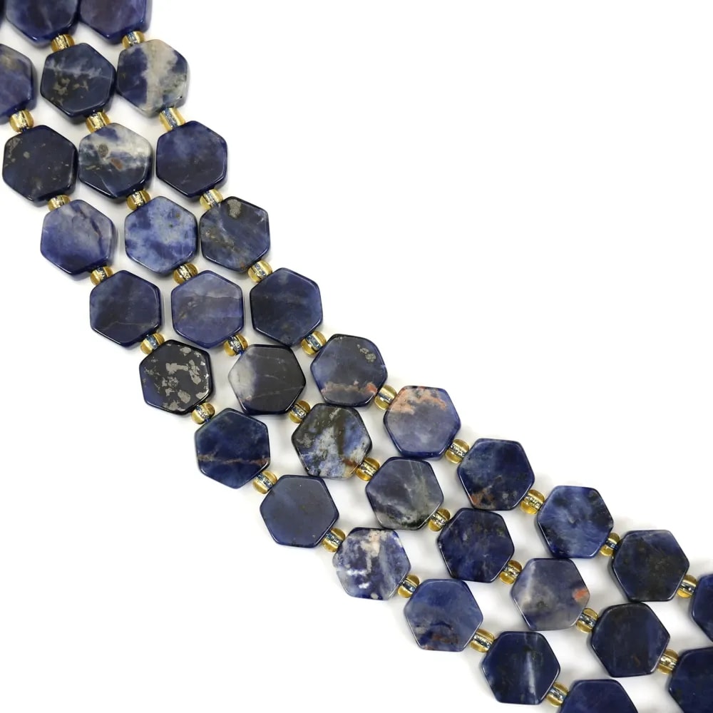 Sodalite hexagone plat 14mm x 38cm