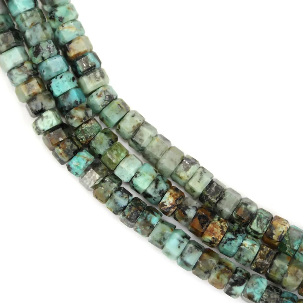 ```html
Turquoise African hexagonal faceted rondelle 3x6mm x 38cm
```