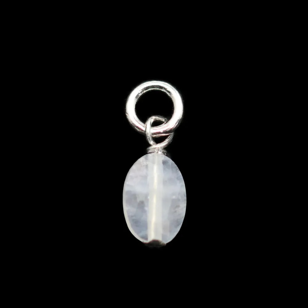 Anhänger Mondstein oval facettiert 4x6mm - Rhodiniertes Silber 925 x 1 Stk.