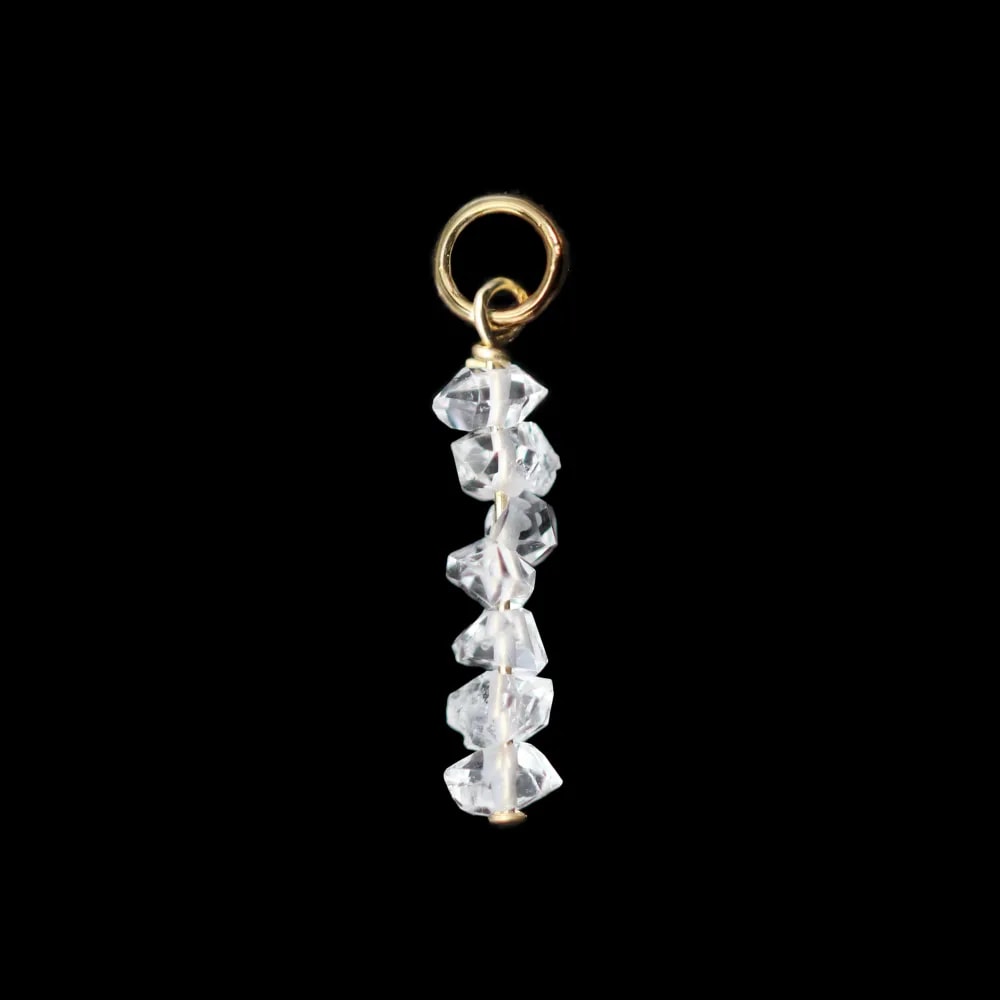 Breloque Herkimer (Quartz diamant) brut 3x11mm - Gold Filled x 1pc
