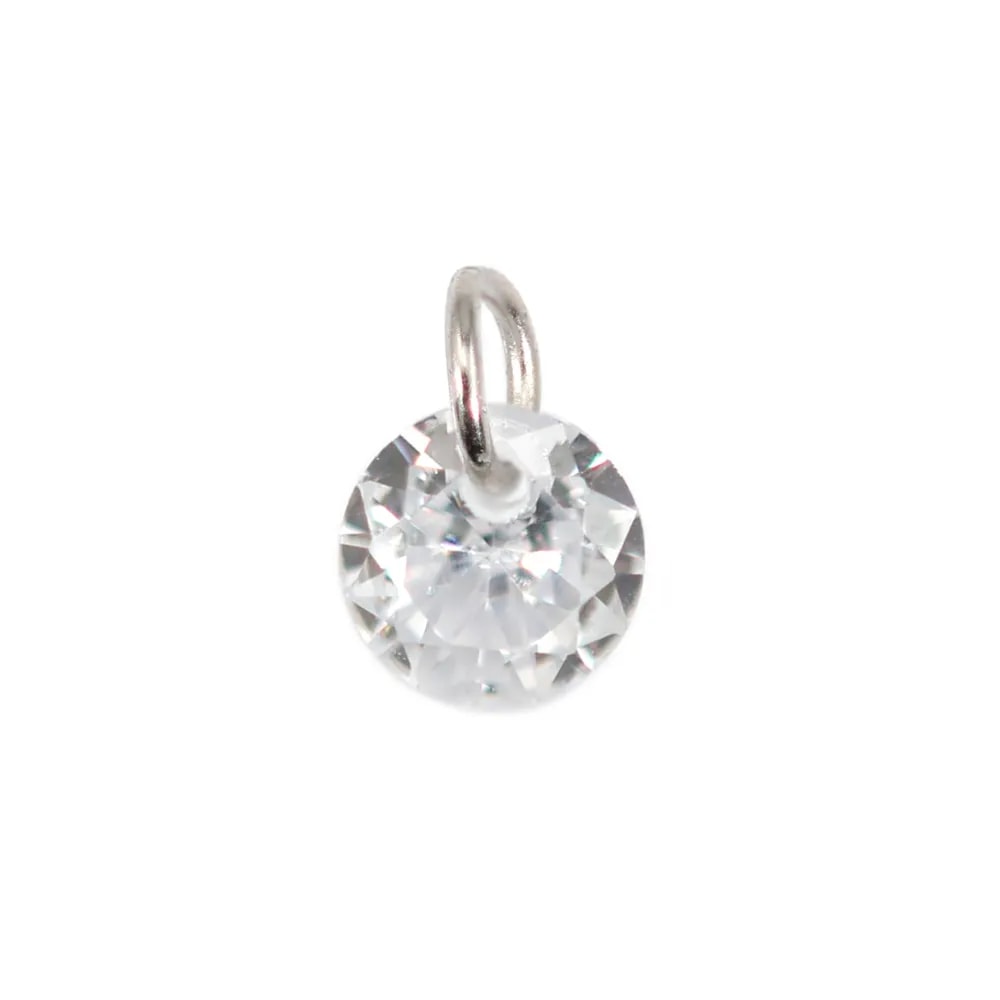 Anhänger Zirkonia rund glänzend 5mm - Rhodiniertes 925er Silber x 2 Stücke