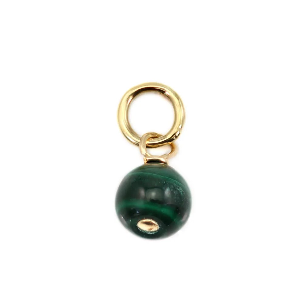 Colgante de malaquita redonda de 4 mm - Gold Filled x 1 pieza