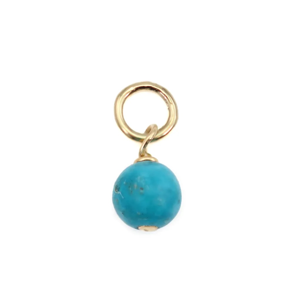 Colgante de Howlita teñida de turquesa redonda de 4 mm - Gold Filled x 1 pieza