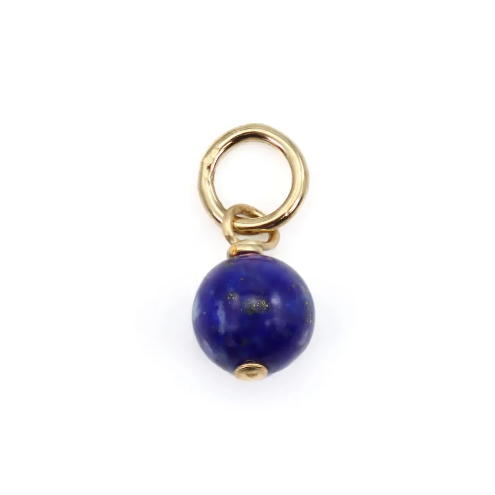 Lapis Lazuli charm round 4mm - Gold Filled x 1pc