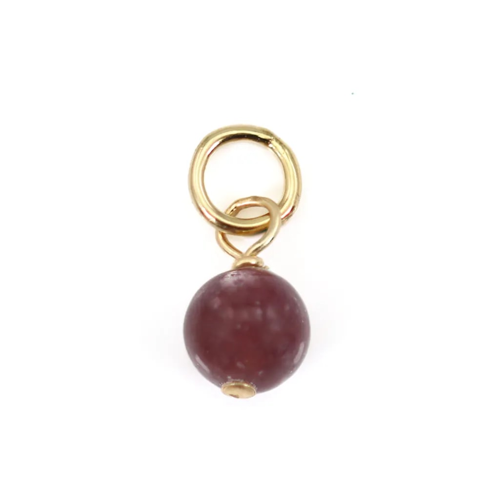 Colgante de Lepidolita redondo de 4 mm - Baño de oro x 1 pieza
