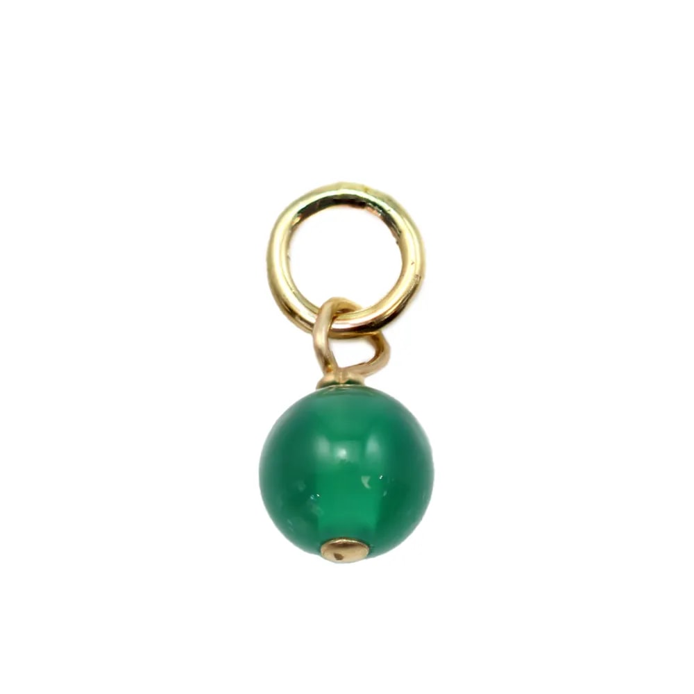 Colgante de ágata verde redonda de 4 mm - Gold Filled x 1 pieza