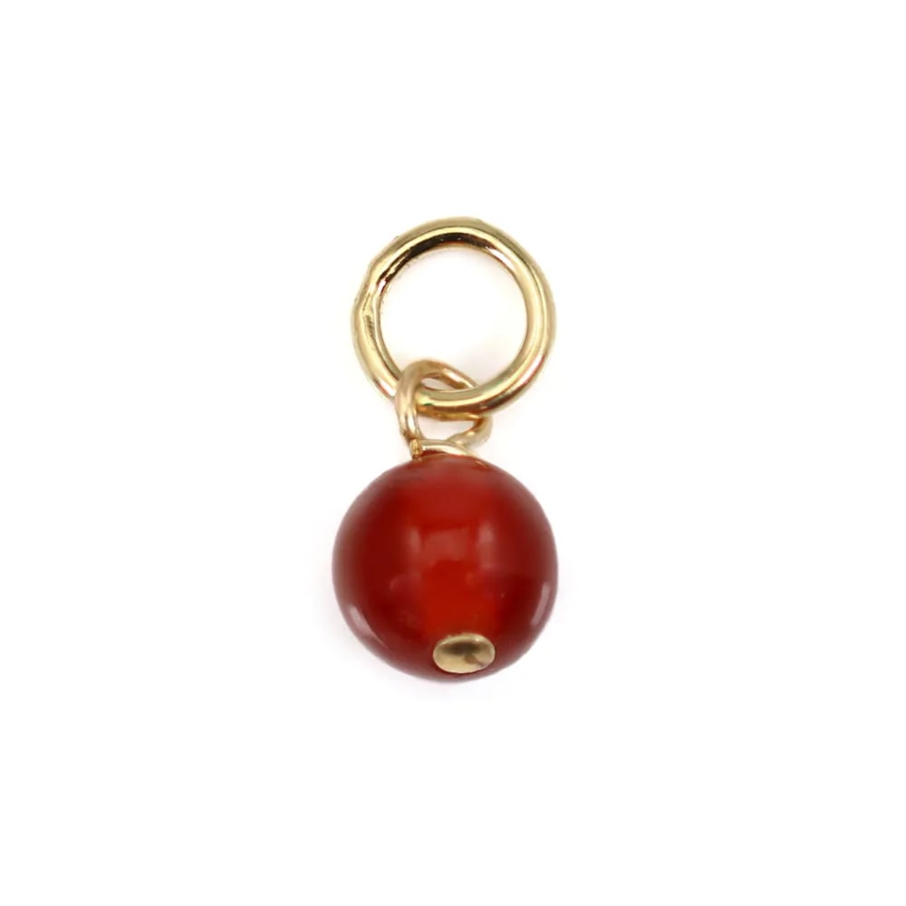 Breloque Agate rouge rond 4mm - Gold Filled x 1pc