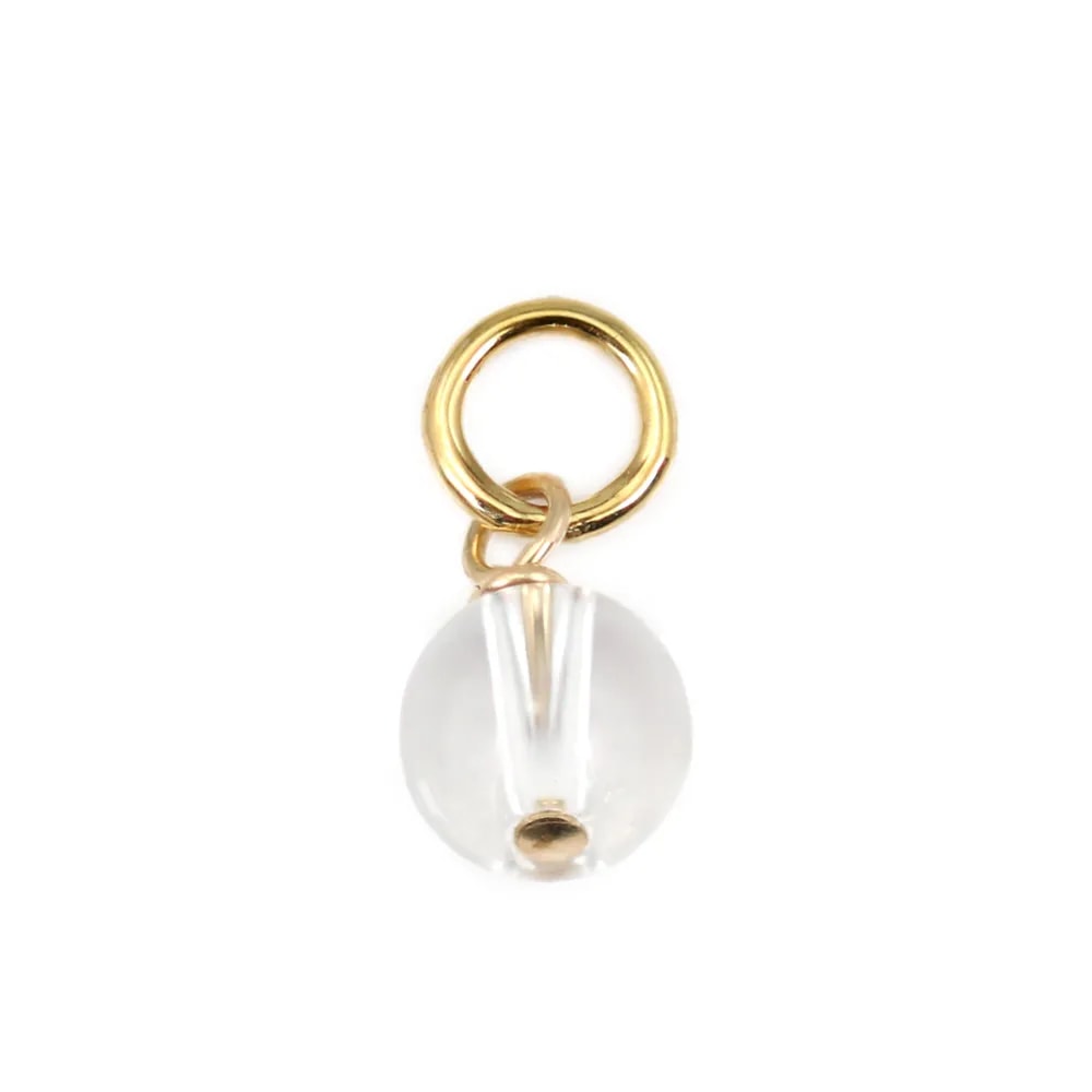 Quarz Anhänger rund 4mm - Gold gefüllt x 1 Stück