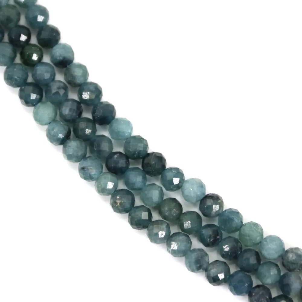 Tourmaline bleu rond facetté 3mm x 39cm