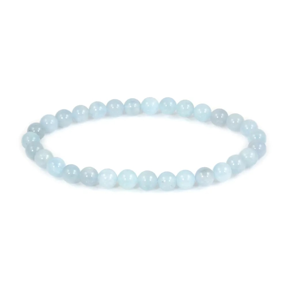Pulsera de Aguamarina redonda de 6 mm - Elástica x 1 ud.