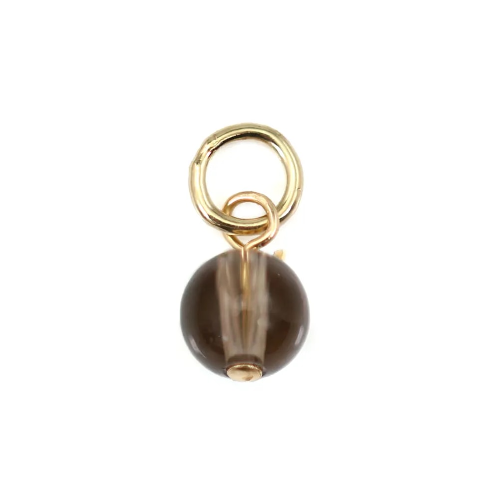 Colgante de cuarzo ahumado redondo de 4 mm - Gold Filled x 1 pieza