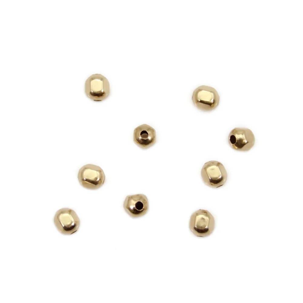Pérola hexagonal 3mm - Ouro Preenchido x 4 unidades