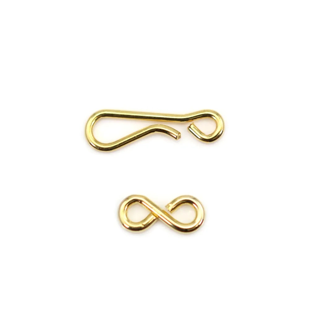 Chiusura a gancio 14mm - Acciaio Inox 304 placcato oro x 1pz