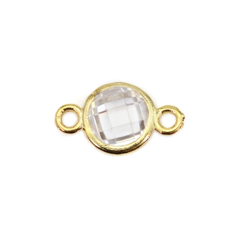 Spacer round zirconia oxide set 6x10mm - Gold plated 925 silver x 2pcs