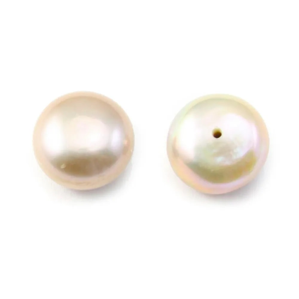 Perles de culture d'eau douce, semi-percée, gris, bouton, 3.5-4mm x 4pcs