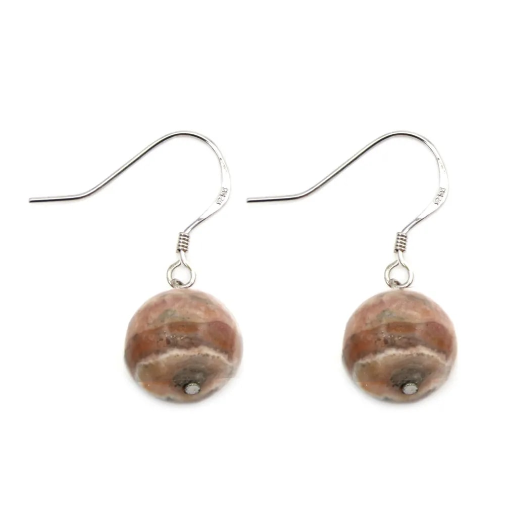 Boucles d'oreilles argent 925 rhodochrosite 12mm x 2pcs 