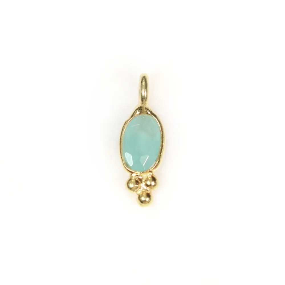 Ovales Chalcedon-Anhänger auf 925er Silber vergoldet mit Feingold 4x11mm x 2 Stück.
