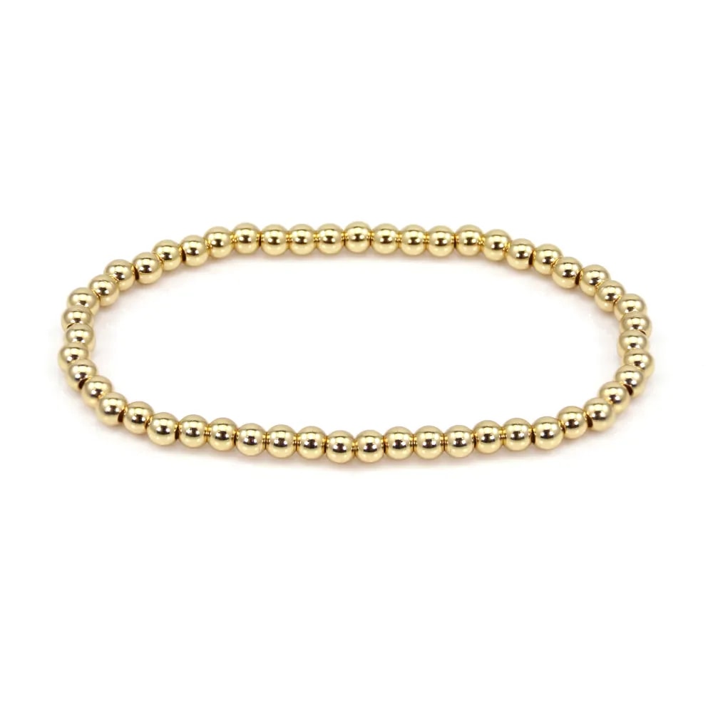 Bracelet Perles Dorées rond 4mm - Elastique x 1pc