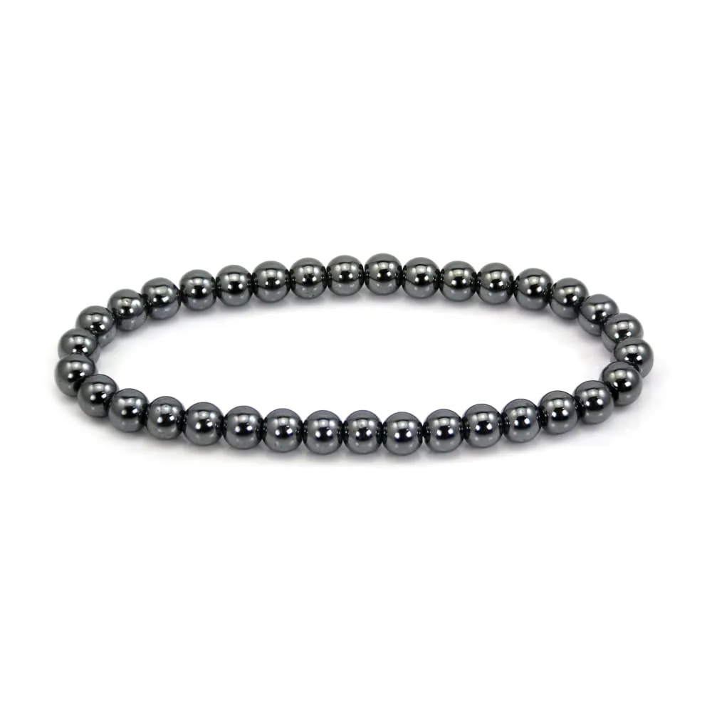 Armband aus 6 mm rundem Hämatit - Elastisch x 1 Stück