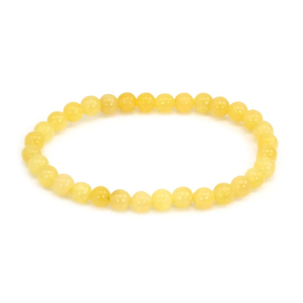 Armband aus honigfarbenem Jade, rund, 6mm - Elastisch x 1 Stück