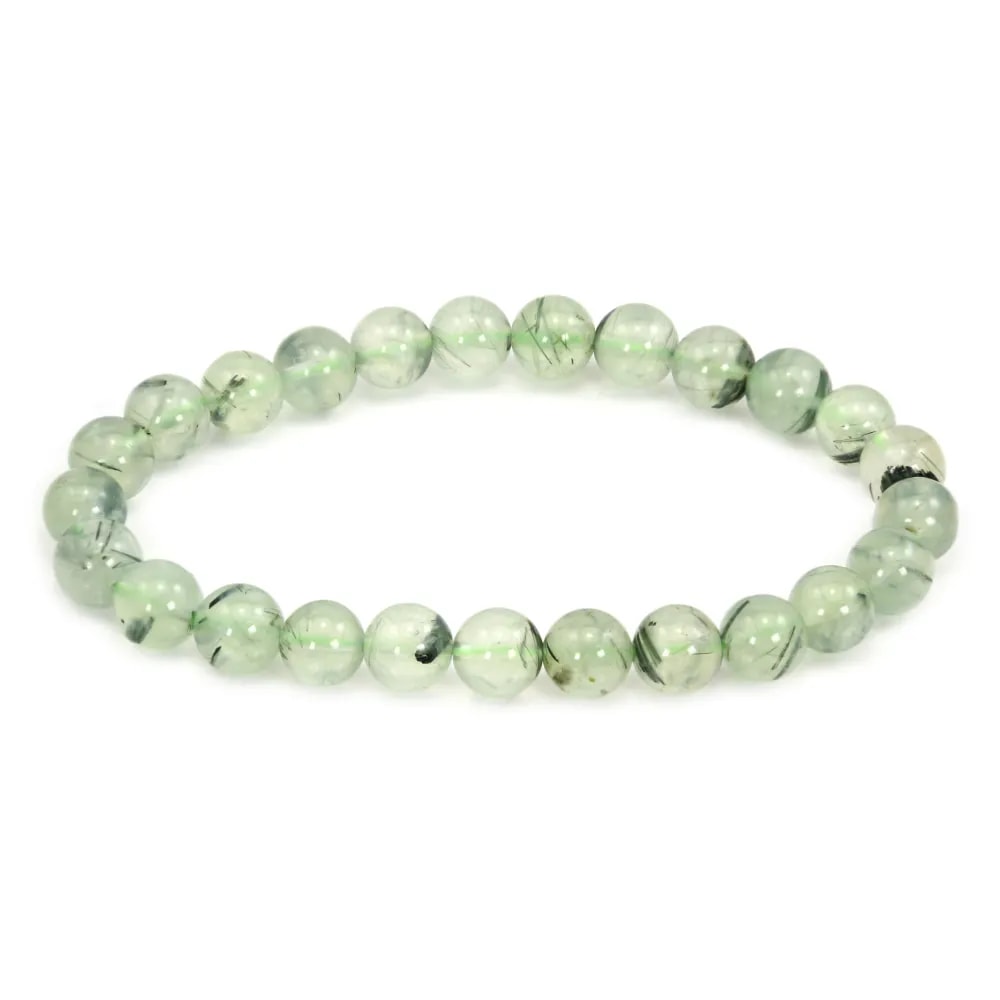 Bracelet Préhnite rond 8mm - Elastique x 1pc