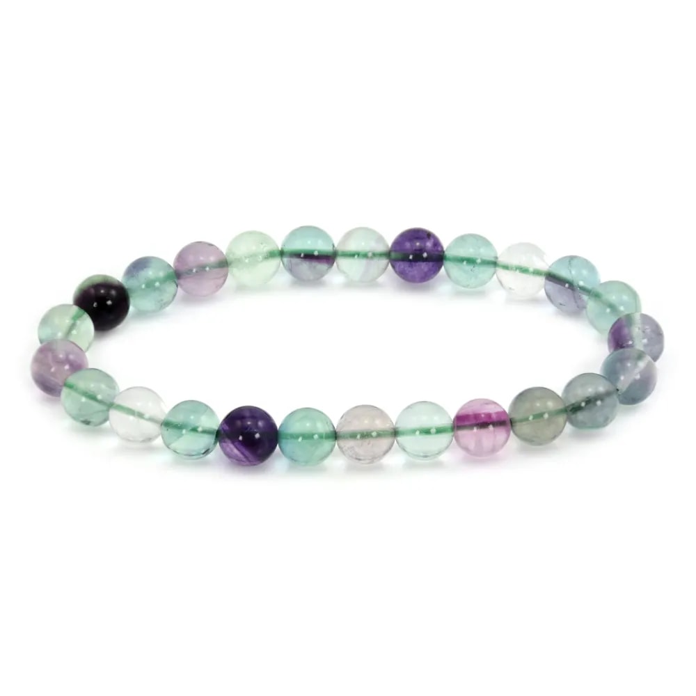 Pulsera de Fluorita redonda de 8mm - Elástica x 1ud.