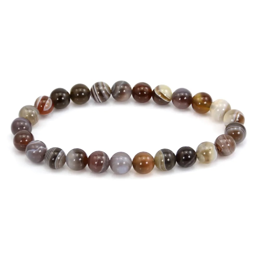 Bracelet Agate du Botswana rond 8mm - Elastique x 1pc