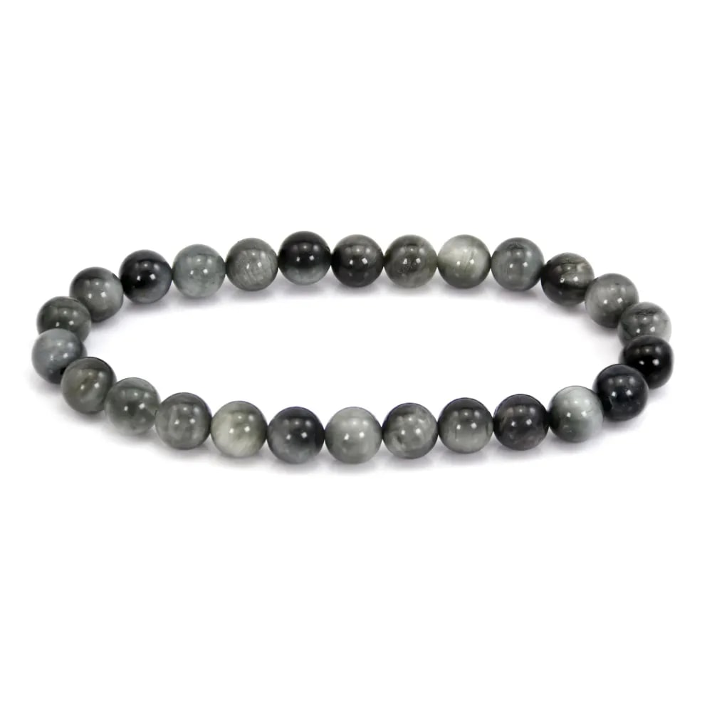 Bracelet Oeil d'Aigle rond 8mm - Elastique x 1pc