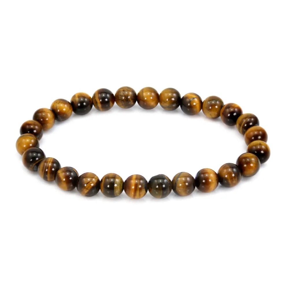 Pulseira Olho de Tigre redonda 8mm - Elástico x 1 unidade