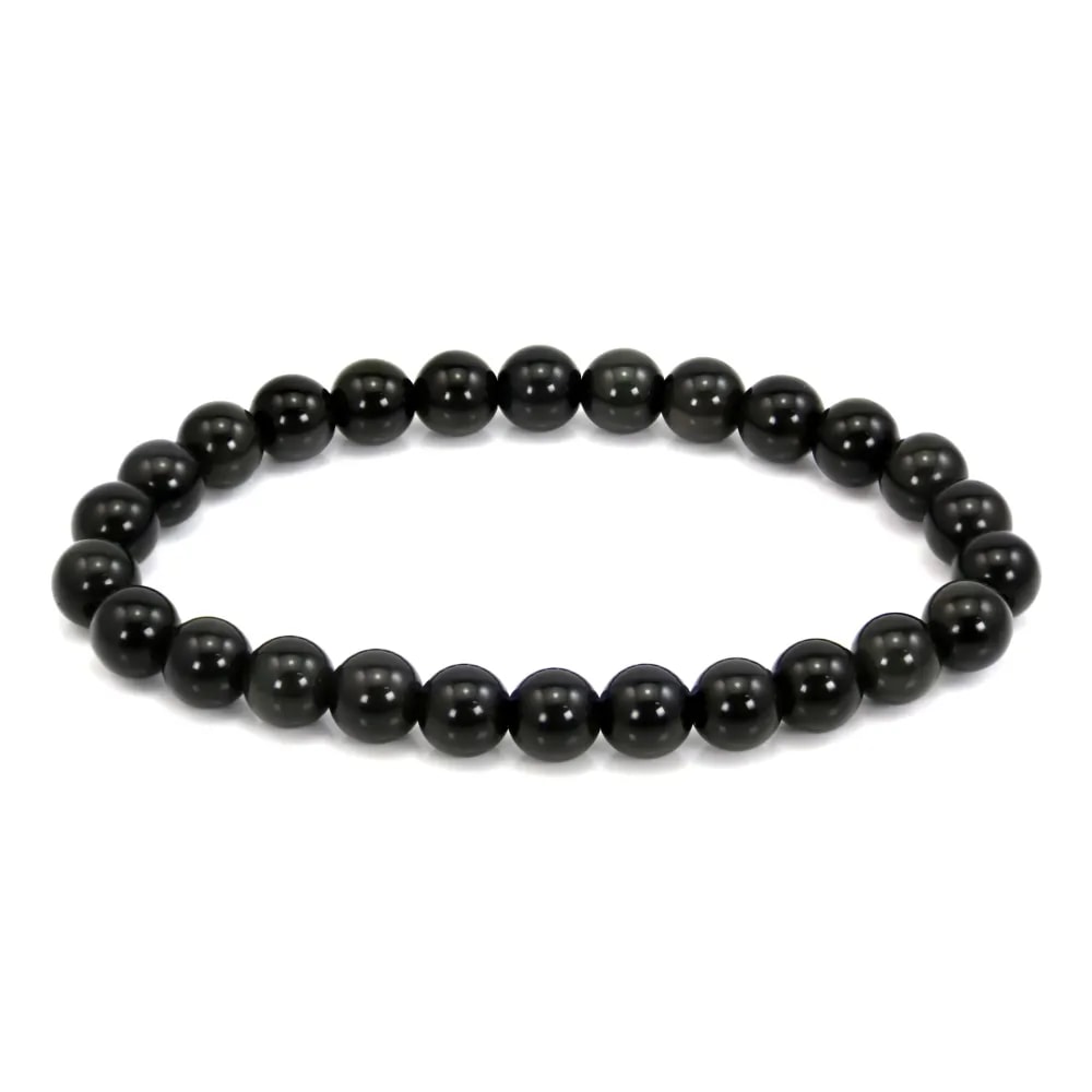 Bracciale in ossidiana tonda 8mm - Elastico x 1pz