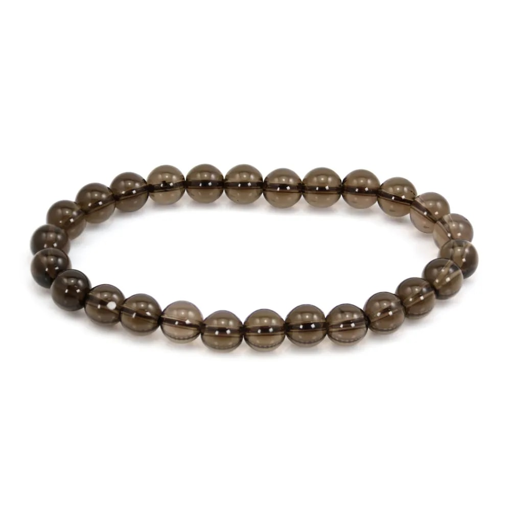 Bracelet Quartz fumé rond 8mm - Elastique x 1pc