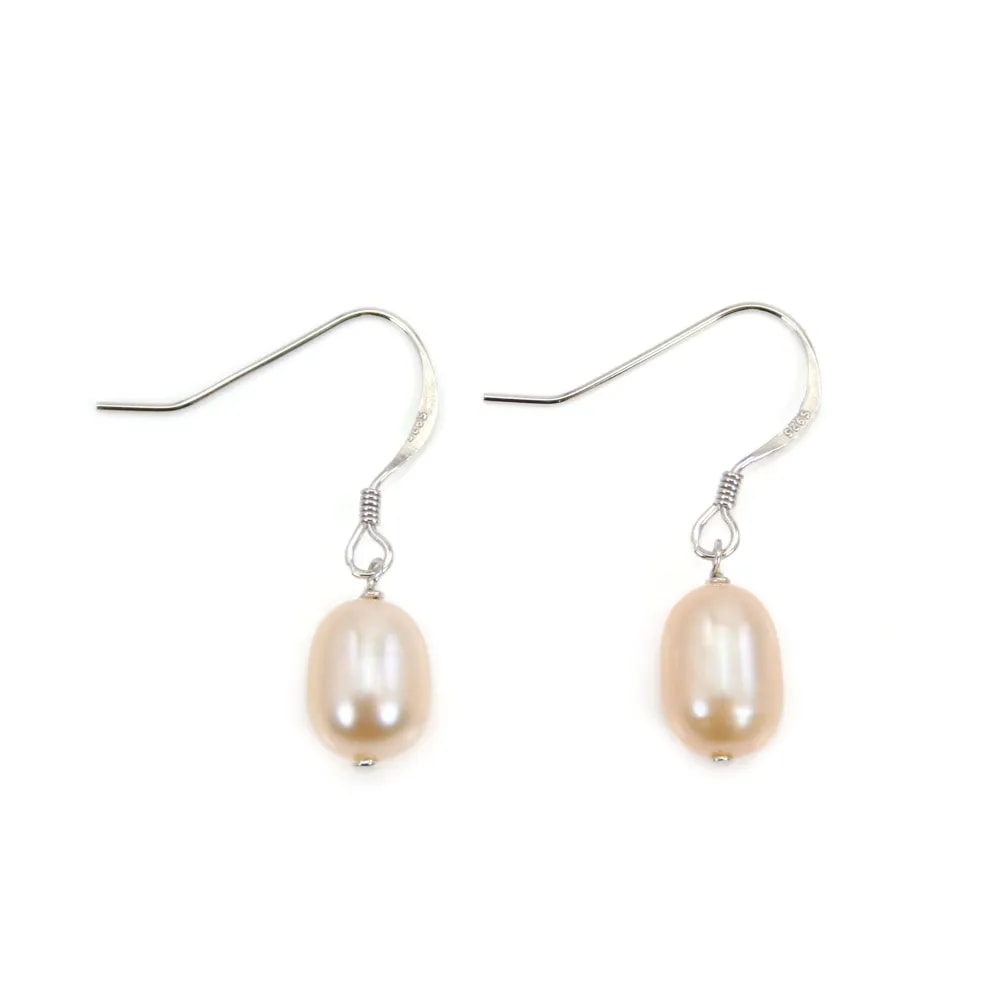 Boucles d'oreilles perle d'eau douce rosé, en argent 925 x 2pcs
